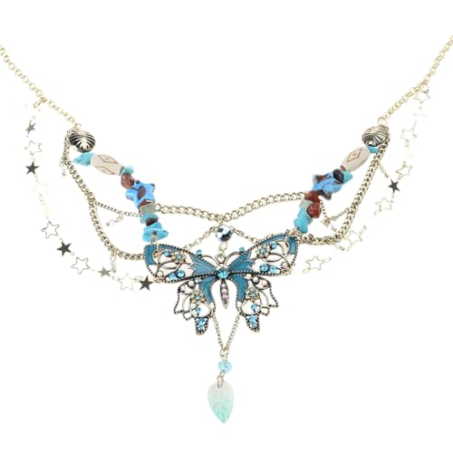 Ljmyy Eleganter Schmetterlings-Charm, mehrschichtige Quasten, Taillenkette, verstellbare Körperkette, modisches Accessoire für Partys von Ljmyy