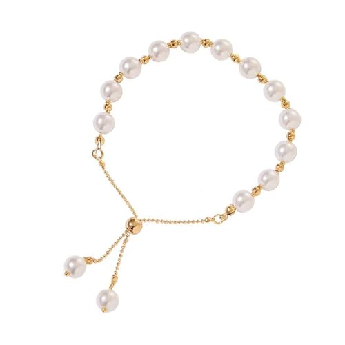 Ljmyy Elegantes Perlenarmband mit Kunstperlen, elastische Kordel, Handkette, bequemer Schmuck für Damen, Alltagsaccessoire von Ljmyy