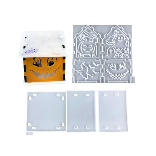Ljmyy Flexible Silikonform für den Schreibtisch, für Halloween, kleine Hausdekoration, Epoxidform, Schmuckherstellung, Zubehör, Hausform von Ljmyy