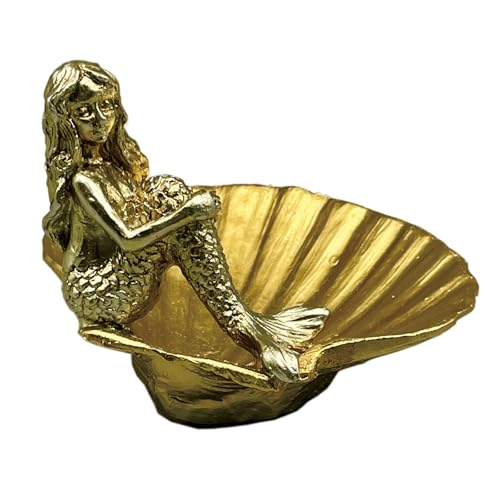 Ljmyy Goldfarbenes Tablett in Meerjungfrauen-Form, eleganter Schmuck-Organizer, Schale, multifunktionale Schüssel für Heimdekoration von Ljmyy