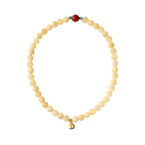 Ljmyy Handgefertigtes Blumen-Perlenarmband, natürlicher gelber Jadestein, Vintage-Schmuck für Glückssymbolik, Perlenarmband Ljmyy Handgefertigtes Blumen-Perlenarmband, natürlicher gelber Jadestein, Vintage-Schmuck für Glückssymbolik, Perlenarmband von Ljmyy