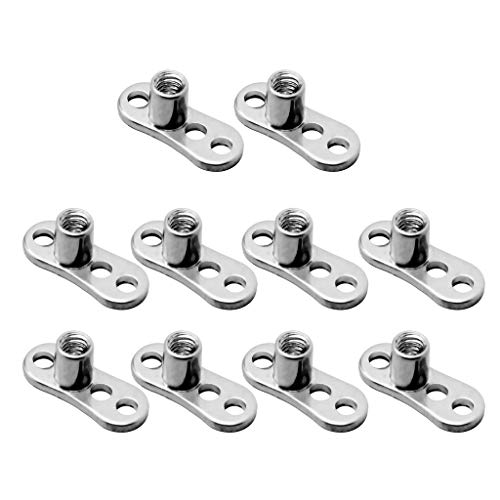 Ljmyy Körperschmuck 14 g Edelstahl flache CZ Tops und 3 Löcher Klasse 23 für Basis für mikrodermale Pierc Bone Nägel, 10 Stück Ljmyy Körperschmuck 14 g Edelstahl flache CZ Tops und 3 Löcher Klasse 23 für Basis für mikrodermale Pierc Bone Nägel, 10 Stück von Ljmyy