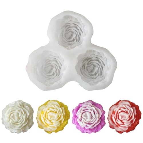 Ljmyy Kreative Silikonform für Kerzen, Pfingstrosen, Blumen, Ornamente, Silikon-Textur zum Basteln, Pfingstrosen, Silikonform von Ljmyy