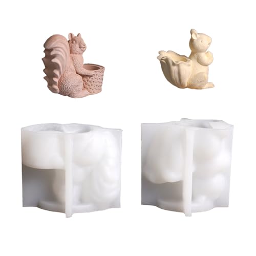 Ljmyy Lebensmittelechtes Silikonkorbform-Set, 2-teilig, Bastelwerkzeug für Harz, Gips, Aufbewahrungsbox, Eichhörnchen, Aufbewahrungsbox von Ljmyy