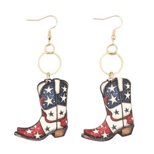 Ljmyy Retro-Ohrringe im Western-Stil, Holz, zum Feiern der Unabhängigkeitstag der Amerikaner mit Stern-Druck-Designs für trendige Damen-Stiefel-Ohrringe Ljmyy Retro-Ohrringe im Western-Stil, Holz, zum Feiern der Unabhängigkeitstag der Amerikaner mit Stern-Druck-Designs für trendige Damen-Stiefel-Ohrringe von Ljmyy