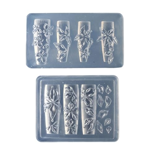 Ljmyy Silikon-Nagelkunst-Formen für Blumenprägung, Maniküre-Werkzeug mit wiederverwendbaren Blumen-Designs, Vorlagen, Nagelkunst-Formen, 2 Stück Ljmyy Silikon-Nagelkunst-Formen für Blumenprägung, Maniküre-Werkzeug mit wiederverwendbaren Blumen-Designs, Vorlagen, Nagelkunst-Formen, 2 Stück von Ljmyy
