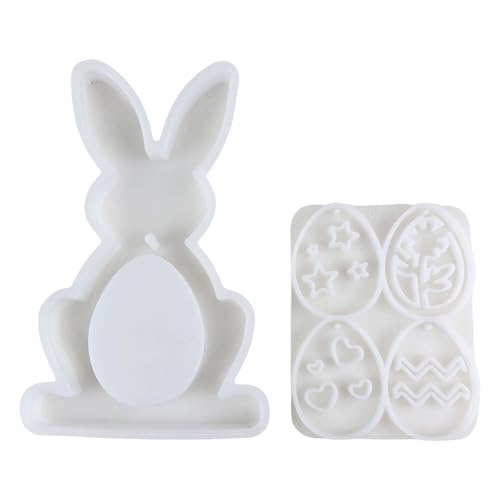 Ljmyy Strukturiertes Silikonform-Set zum Basteln von Kaninchen, Figuren und zum Aufhängen von Ringen, Eiern für Projekte und Heimdekoration, Ornament-Form von Ljmyy