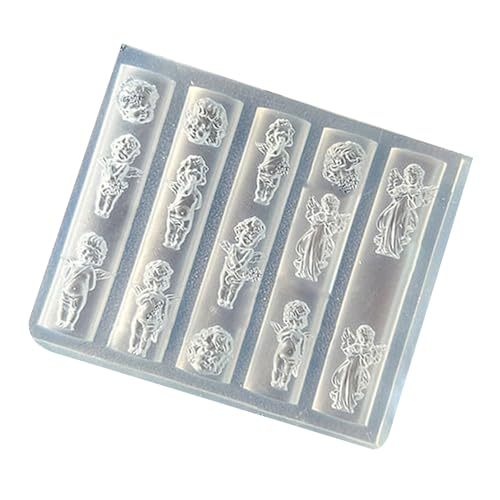 Ljmyy Wiederverwendbare Silikon-Nagelkunst-Form mit geschnitztem Design für Bastelarbeiten, Nägel, Charme und Schmuckherstellung, Zubehör, Engel-Baby-Nagelkunst-Schablone von Ljmyy