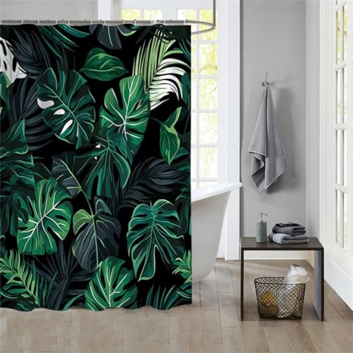 Duschvorhang Tropical 150x200cm Beschwerter Saum Wasserdicht Duschvorhänge Waschbar Polyester Stoff Shower Curtains Mit Ösen Duschvorhangringe Bad Curtain Badewanne Badezimmer Vorhang Gardinen 1392 von Ljpsse