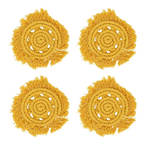Baumwolle Soft Round Color Coasters matt mit Quaste für die Lippen Topf Schüssel Kaffee Tasse (gelb) von LjwZekyrnt