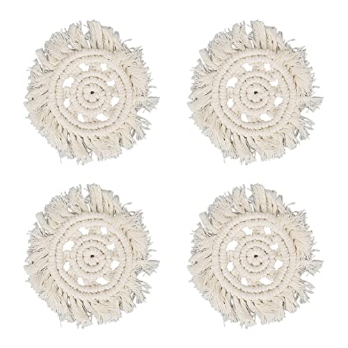 Baumwolle Soft Round Color Coasters matt mit Quaste für die Lippen Topf Schüssel Kaffee Tasse (weiß) von LjwZekyrnt