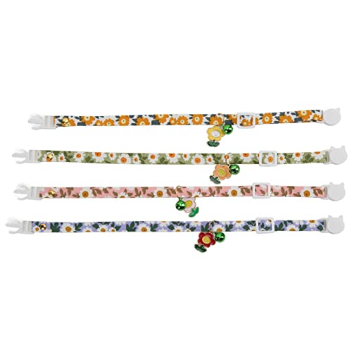 Breakaway -Katzenkragen Sonnenblumenmuster Einstellbarer Gedruckter Katzenkragen mit Bell 4pcs Katzen Hunde kleine Haustiere von LjwZekyrnt