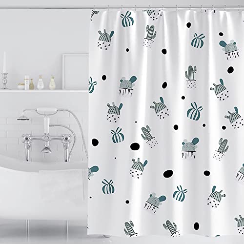 Lkw Ogechi 200 cm Weiß Polyester Badezimmervorhang Kaktus Muster, Extra Breit Duschvorhang Anti Schimmel Waschbar, Wasserdicht Duschvorhang für Badezimmer Dekor, mit Gewicht (180x200cm) von Lkw Ogechi