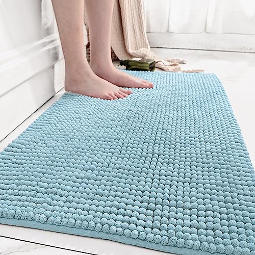 Lkw Ogechi 40x60cm Mikrofaser Chenille Badematte, Badteppich rutschfest Waschbar Weich, Super SaugfäHige Badematte Flauschige Badvorleger, Badezimmermatte rutschfest Waschbar (Blau) von Lkw Ogechi