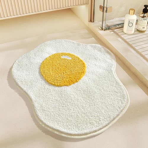 Lkw Ogechi Badematten für Badezimmer 80x60 cm rutschfeste, supersaugfähige Badezimmermatte mit Fruchtform, extra weiche, rutschfeste Badezimmermatte für Badezimmerboden (Eier) von Lkw Ogechi
