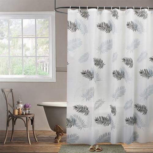 Lkw Ogechi Duschvorhang Anti Schimmel 240x180cm mit Haken, Plastik Wasserdicht Duschvorhang, PEVA Halbtransparent Waschbar Weiß Badezimmervorhang mit Schwarze Blätter Lkw Ogechi Duschvorhang Anti Schimmel 240x180cm mit Haken, Plastik Wasserdicht Duschvorhang, PEVA Halbtransparent Waschbar Weiß Badezimmervorhang mit Schwarze Blätter von Lkw Ogechi