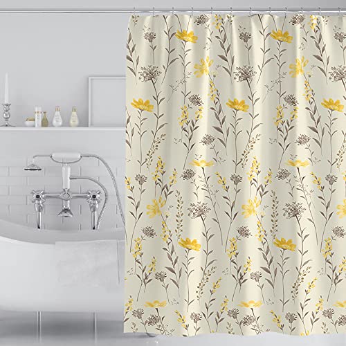 Lkw Ogechi Duschvorhang Beige mit Gewichtetem Saum Wasserdicht und Antimold, 300cm Extra Breiter Polyester Heavy Duty Nassraum Vorhang, Blumenmuster Bad Vorhang (300 * 200cm) von Lkw Ogechi