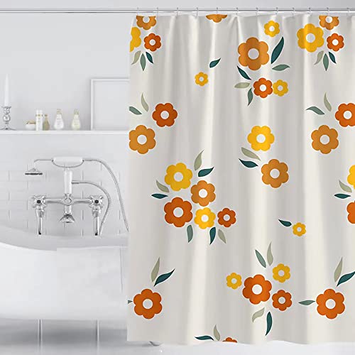 Lkw Ogechi 200cm Drop Extra Breit Duschvorhang Blumenmuster, Gewichtete Polyester Waschbar Anti-Schimmel Badezimmervorhang für Badezimmer Dekor, Wasserdicht Textil Badevorhang mit Haken (180x200cm) von Lkw Ogechi
