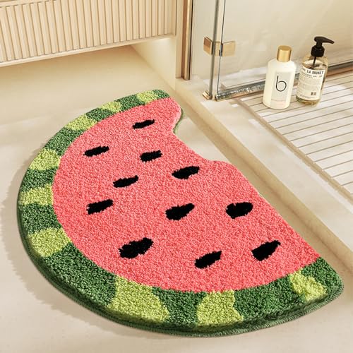 Lkw Ogechi Mikrofaser Badematte 80x50 cm rutschfest, Extra Weiche Badezimmerteppich für Badezimmerboden, Super Saugfähig und Schnell Trocknend Badematte Badteppich, Maschinenwaschbar (Wassermelone) von Lkw Ogechi