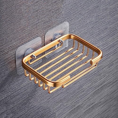 Lkw Ogechi Seifenschalen für Badezimmer Wandmontierter Seifenschalenhalter aus Edelstahl für Dusche Badezimmer - Selbstklebendes Duschwaschbecken Seifenstück Schwammhalter Seifenkorb (Golden) von Lkw Ogechi