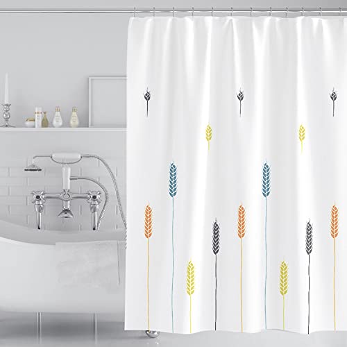 Lkw Ogechi Weißer Duschvorhang mit Gewichtetem Saum, Extra Breit Wasserdicht und Anti-Schimmel Badezimmervorhang mit Weizenmuster, Polyester Stoff Waschbar Weizen Duschvorhang (180X200cm) von Lkw Ogechi