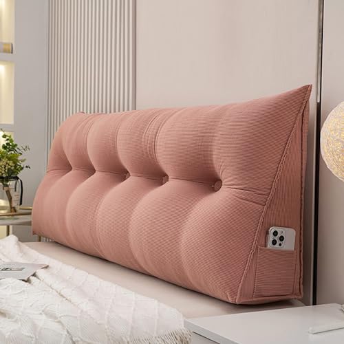 Llchaensc Rückenkissen Keilkissen Rückenlehne Kissen Für Bett Sofa Kopfteil Gepolstert Bettkissen Wandkissen Sofakissen Groß Rueckenkissen Couchkissen Dekokissen Kordsamt,A,180x50x20cm von Llchaensc