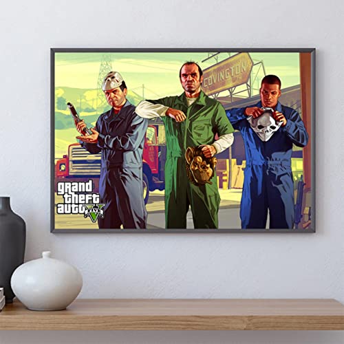 Lling GTA 5 Poster Leinwand Wandkunst Grand Theft Auto V Spiel Tapeten Drucke Bar Aufkleber Wandbild Schlafzimmer Dekoration von Lling