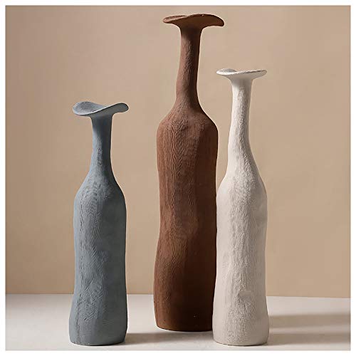 Lllunimon Modernes Keramik-Vase Set, Morandi Mehrfarbiges Minimalist Tischdekoration Wohnzimmer Nordic Skulptur-Kunst-Blume,Set 5 von Lllunimon