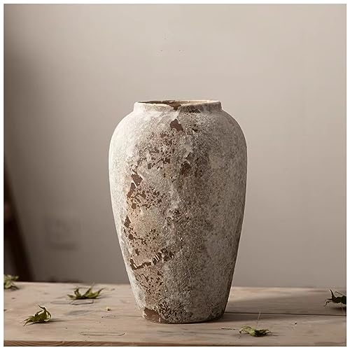 Lllunimon Vintage Wabi-Sabi Stil Keramik Vase, rustikale Boden hohe Vase für Bauernhaus Dekor, Wohnzimmer Eintrag Tisch Mittelstück, Küche, Hochzeitsgeschenk,B von Lllunimon