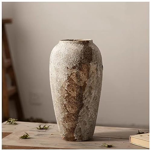Lllunimon Vintage Wabi-Sabi Stil Keramik Vase, rustikale Boden hohe Vase für Bauernhaus Dekor, Wohnzimmer Eintrag Tisch Mittelstück, Küche, Hochzeitsgeschenk,C von Lllunimon