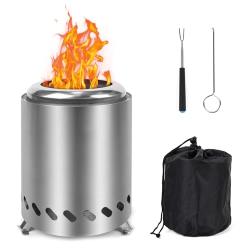 Tischplatte Rauchfreie Feuerstelle, Edelstahl Tragbare Feuerstelle Schnellzündung, Multifunktionale Outdoor-Heizung für Camping, Terrasse, Garten, Grill, Geeignet für mehrere Brennstoffe von Lmaqfum