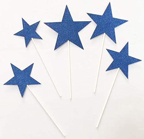 AILEXI Handmade 5 Counts Glitter Kuchen Topper zum Dekorieren von Frozen CupKuchen Zahnstochern - Large Dark Blue Stars von AILEXI