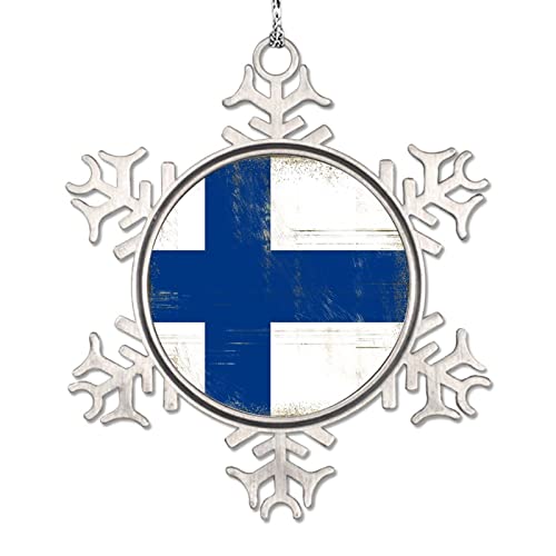 Lmmixee Finnland-Flagge, personalisierbar, Weihnachtsschmuck 2023, Landstadt, Souvenir, hängende Schneeflocke, Ornamente, Metall, Weihnachtsdekorationen für Baum, Weihnachten, Andenken, von Lmmixee