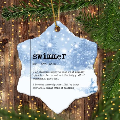 Lmmixee Schwimmer Definition Typografie Weihnachtsschmuck Schwimmer Weihnachtsdekorationen für Baum Personalisierte Weihnachtsschmuck 2023 Andenken Weihnachten Jahrestag Urlaub Geburtstag Geschenk von Lmmixee