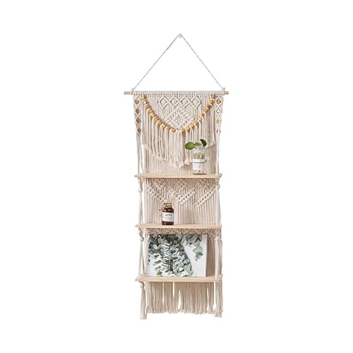 Lmovutcom Baumwollseil Dreischichtiges Holzregal Böhmisches gewebtes Tapisseregal Dekorative Wandhalterung Lmovutcom Baumwollseil Dreischichtiges Holzregal Böhmisches gewebtes Tapisseregal Dekorative Wandhalterung von Lmovutcom