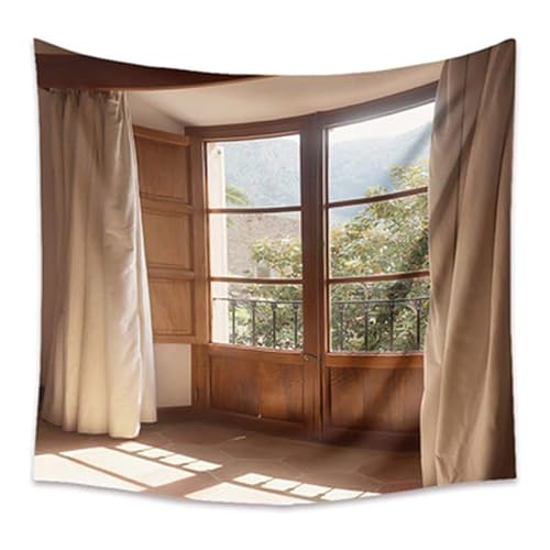 Lmovutcom Bergsteintür und Fenstersimulationsfenster, großer Wandteppich, Heimwandkunst, hängendes Tuch, Schlafzimmer, Nachttischdekoration, Hintergrundtuch von Lmovutcom