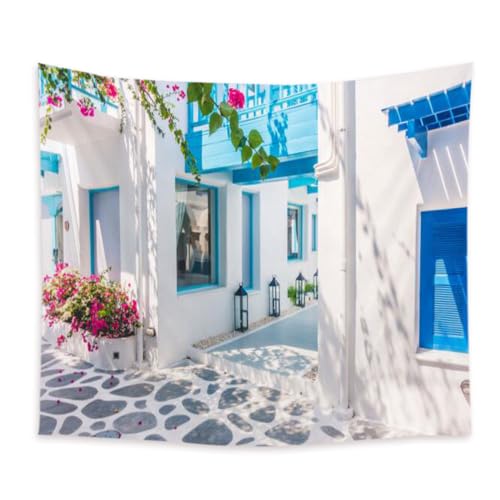 Lmovutcom Blau und weiß haus helle stil dekorative hängen tuch hause stoff dekorative wandteppich zimmer korridor hintergrund große wandteppich von Lmovutcom