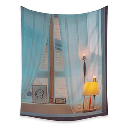 Lmovutcom Blauer Vorhang Schleier Tischlampe Kerzenlicht simuliertes Fenster Wandbehang Tuch Wohnzimmer Balkon Wand Stoff Wandteppich Hintergrund Dekoration Lmovutcom Blauer Vorhang Schleier Tischlampe Kerzenlicht simuliertes Fenster Wandbehang Tuch Wohnzimmer Balkon Wand Stoff Wandteppich Hintergrund Dekoration von Lmovutcom