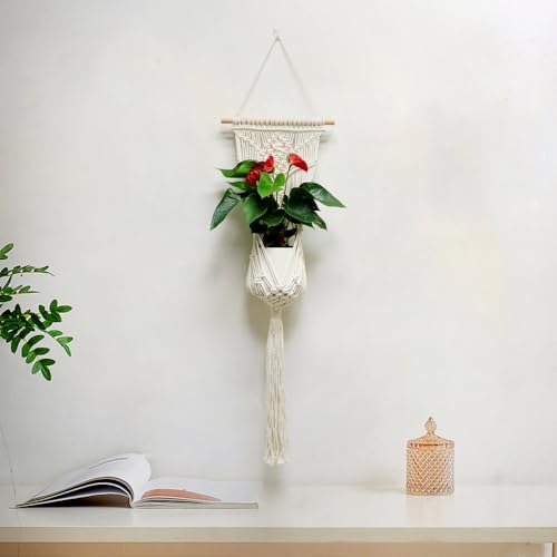 Lmovutcom Handgemachter Wandteppich aus Baumwollseil, gewebter Hängekorb, Zimmer, Balkon, dekorativer Blumentopf, Pflanzennetz, Tasche, Wandteppich Lmovutcom Handgemachter Wandteppich aus Baumwollseil, gewebter Hängekorb, Zimmer, Balkon, dekorativer Blumentopf, Pflanzennetz, Tasche, Wandteppich von Lmovutcom