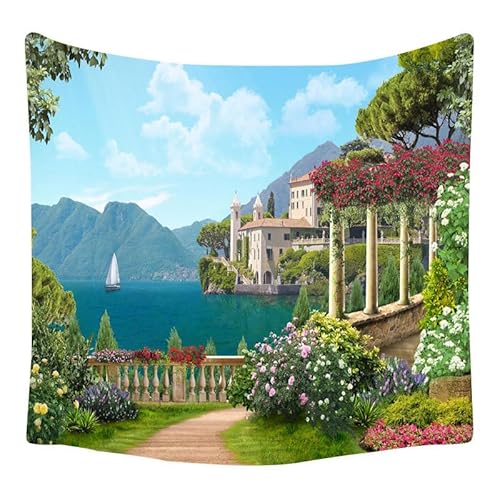 Lmovutcom Landschaftswandteppich Schlossgartendruck Home Art Hintergrund Dekostoff Wandtuch Strandtuch großer Wandteppich von Lmovutcom
