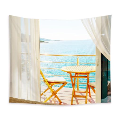 Lmovutcom Meer balkon weiß gaze tisch und stuhl landschaft wandteppich stoff dekoration hintergrund sofa wand tuch wohnzimmer dekoration Lmovutcom Meer balkon weiß gaze tisch und stuhl landschaft wandteppich stoff dekoration hintergrund sofa wand tuch wohnzimmer dekoration von Lmovutcom