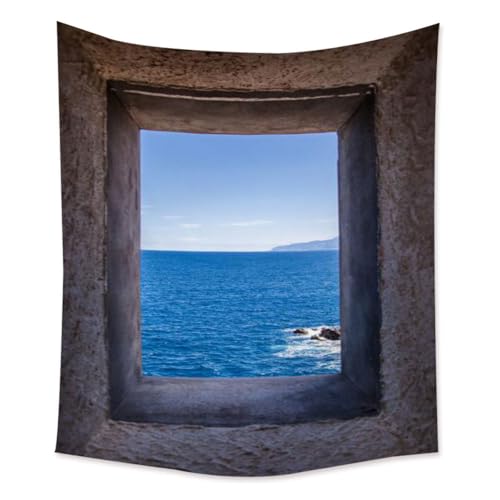 Lmovutcom Meer landschaft simulierte fenster große wandteppich stoff dekorative wandteppich wohnzimmer schlafzimmer hintergrund wand hängen tuch von Lmovutcom