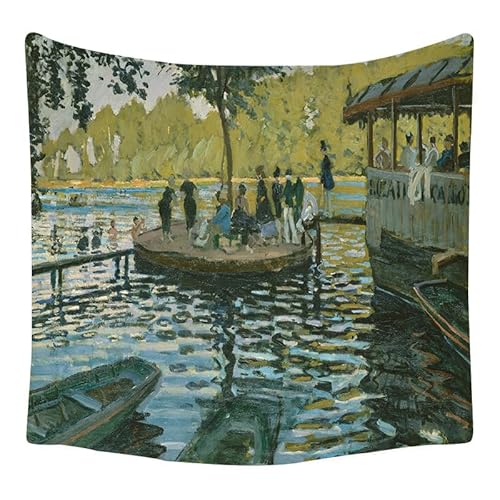 Lmovutcom Riverside Pier Boot Charakter Stoff Wandteppich Restaurant Wohnzimmer große Wandbehang Tuch Home Hintergrund Dekoration von Lmovutcom