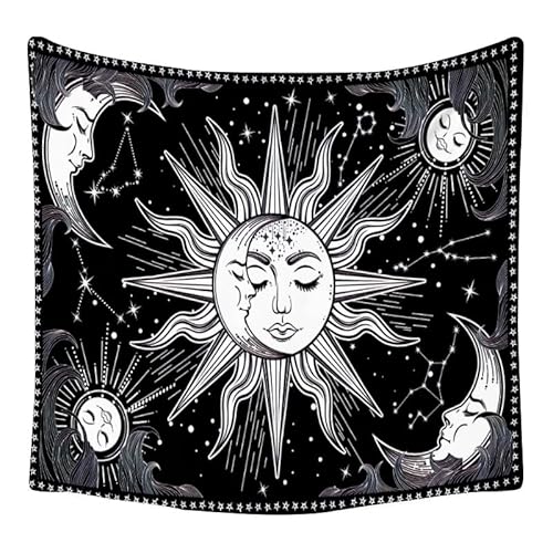 Lmovutcom Schwarz-weißer Mond-Wandteppich, großer Sonnenstoff, Wandbehang im dunklen Stil, Wandhintergrund, dekorativer Hängestoff Lmovutcom Schwarz-weißer Mond-Wandteppich, großer Sonnenstoff, Wandbehang im dunklen Stil, Wandhintergrund, dekorativer Hängestoff von Lmovutcom