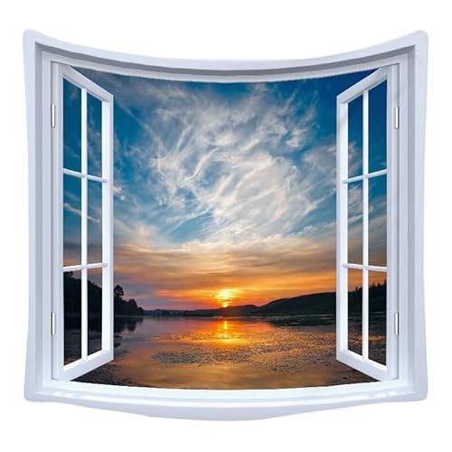 Lmovutcom Sonnenuntergang See Feuer Wolke dekorative Wandteppich Fenster Landschaft Wand Hintergrund hängen Tuch Schlafsaal Wand Stoff Dekoration von Lmovutcom