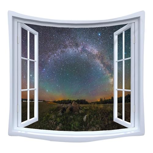 Lmovutcom Sternenhimmel Galaxie Wandteppich Fenster Landschaft Druck Wandteppich Home Dekoration Schlafzimmer Nachttisch Hintergrund Wandtuch von Lmovutcom