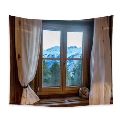 Lmovutcom Weiße Vorhänge Holzfenster Schnee Berglandschaft große Wandteppich Schlafzimmer Wanddekoration hängenden Tuch Hintergrund Wand Stoff Wandteppich Lmovutcom Weiße Vorhänge Holzfenster Schnee Berglandschaft große Wandteppich Schlafzimmer Wanddekoration hängenden Tuch Hintergrund Wand Stoff Wandteppich von Lmovutcom