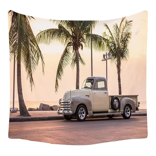 Lmovutcom West Coast Palm Tree Pickup Großer Wandteppich Kokospalme Autodruck Wandtuch Home Hintergrund Dekostoff Strandkissen von Lmovutcom