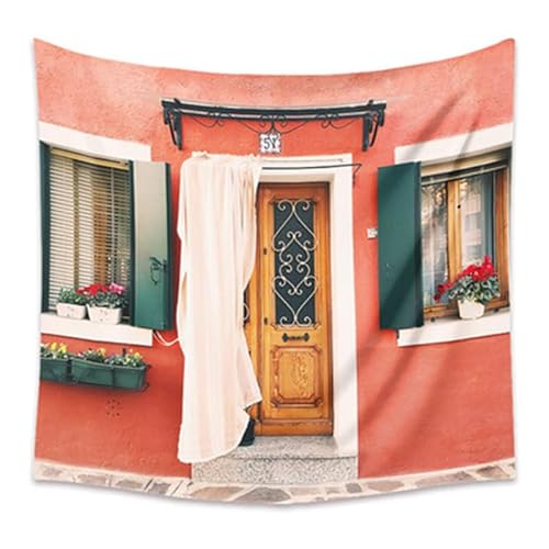 Rote Wand Holztüren und Fenster großer Wandteppich dunkelgrüne Fensterbank Simulation Wand Hintergrund hängenden Stoff Schlafsaal Mietzimmer Kunst Wandteppich Rote Wand Holztüren und Fenster großer Wandteppich dunkelgrüne Fensterbank Simulation Wand Hintergrund hängenden Stoff Schlafsaal Mietzimmer Kunst Wandteppich von Lmovutcom