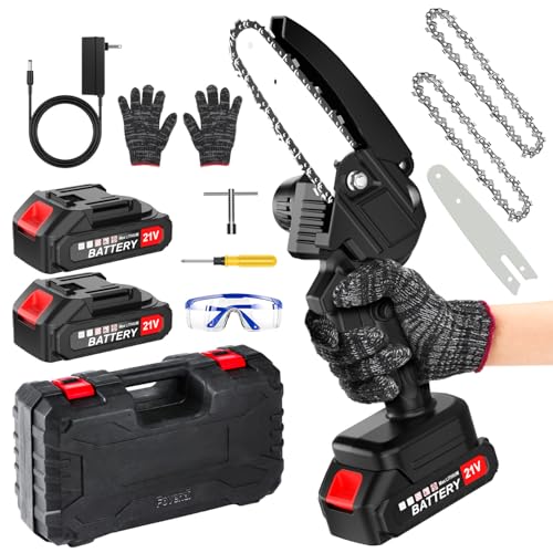Mini Akku Kettensäge 550w 6 Zoll Mini Kettensäge Reinem Kupfermotor Mit 2 Akkus,2 Ketten– Ideale Elektrische Handkettensäge Für Baumbeschneiden HolzschneidenGartenscheren von Lmozim